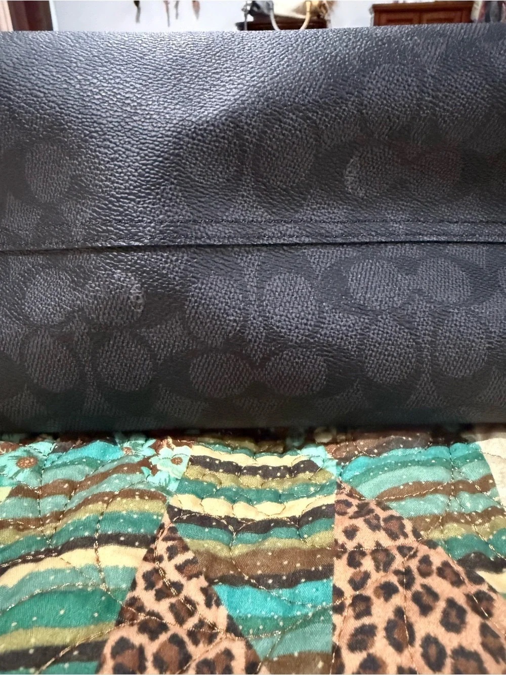 Coach Black Signature Canvas Tote with Moon & Cat Graphic - Picture 3 of 4